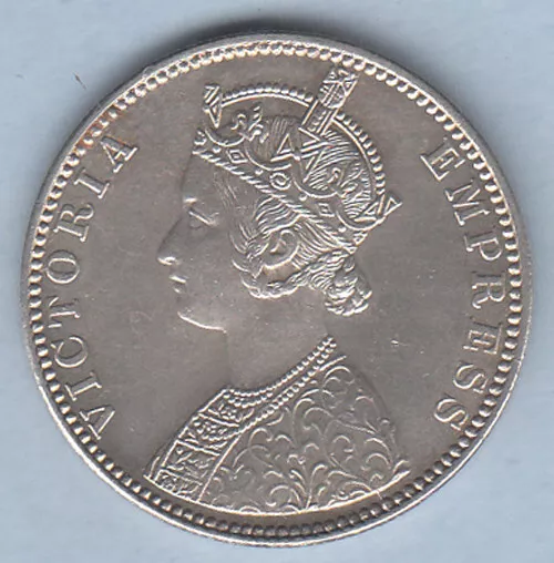 1890 British India Victoria Empress A-1, B-Incuse rupee Beautiful condi. silver