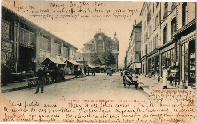 CPA Nancy-Eglise St Sébastien-Place du Marché (186995)