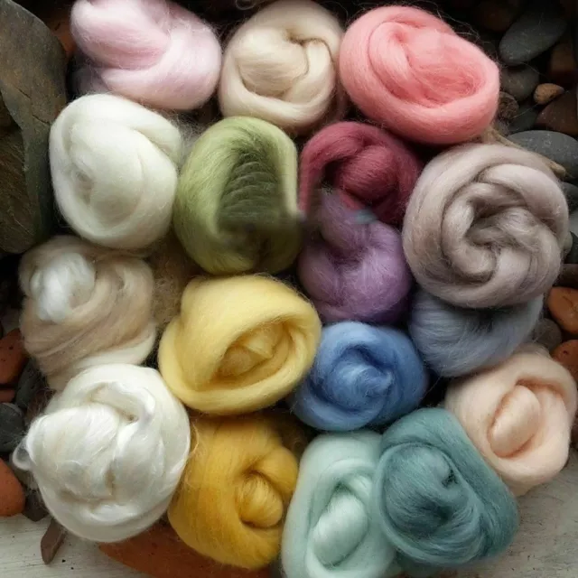 17 Colors Super Soft Wool Fibre Roving Set For Needle Felting Hand Spinningss DI