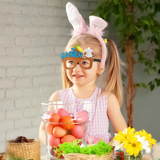 1 pz bicchieri di Pasqua Bunny Eggs Chick Glitter occhiali foto cornice oggetti di scena -xp
