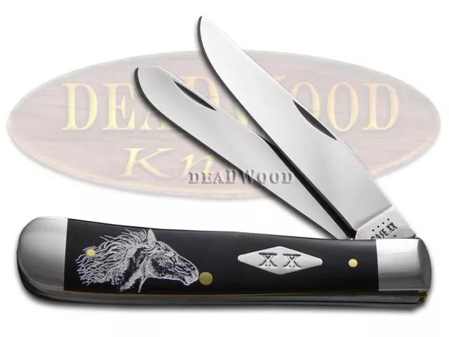 Case xx Trapper Black Delrin 1/500 White Wild Mustang Pocket Knife
