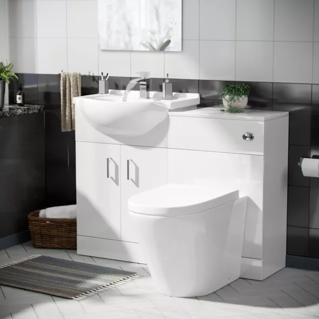 1050 mm Basin Sink Vanity Cabinet and BTW WC Toilet Set Bathroom Suite| Laguna