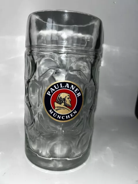 Paulaner Munich Munchen Beer Glass Tankard Stein 2 Pint 1 German Oktoberfest Vgc