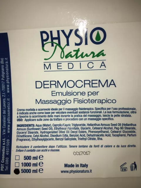 Crema Massaggio Fisioterapia Scorrevole Sacca Morbida Da 5 Kg Physio Natura