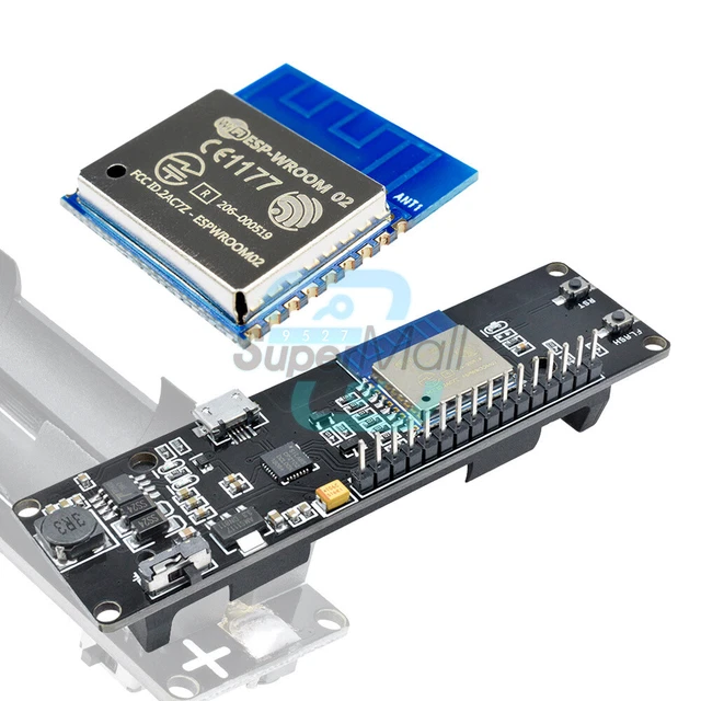 Scheda WeMos D1 ESP-WROOM-02 Con Supporto Batteria 18650 - NodeMCU WiFi