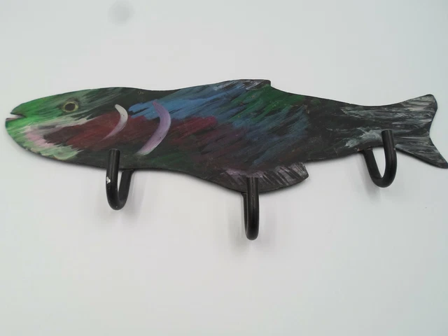 Handmade Metal Iron Fish Clothes Coat Hat Key Hanging Hook  Wall Door Hanger