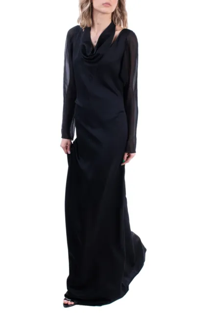 LANVIN Silk Evening Gown RRP$3625 US4 FR36 S Black Dolman Sleeve Made in France