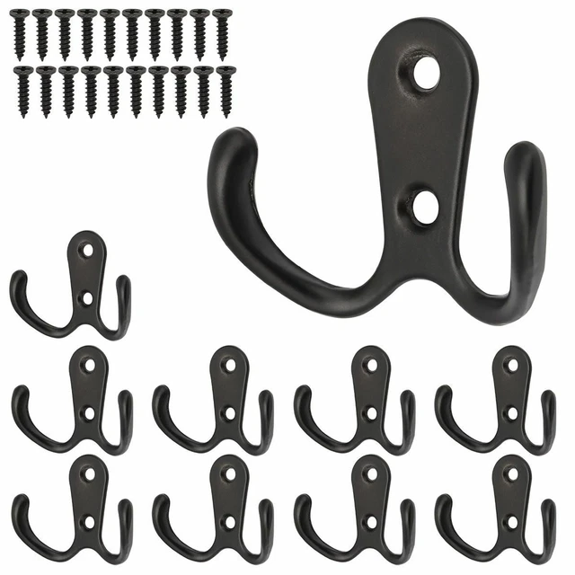 10/20x Hanging Metal Double Hook Clothes Hat Coat Robe Wall Door Hangers Hooks