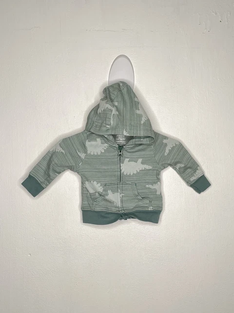 Carters Dinosaur Hoodie Newborn Baby Boys Green Long Sleeve Full Zip