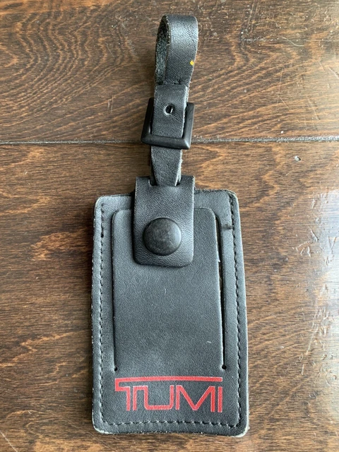 Tumi Alpha Black Leather Luggage Tage Large ID Bag Hang Tag 3 3/4" x 2 1/2"