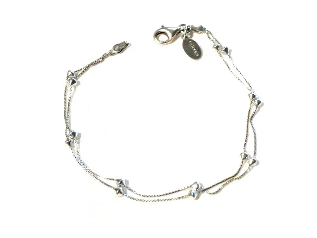 Bracelet En Argent 925 Double Maille Canyon - Longueur 19 Cm, Fermoir Mousqueton - Occasion Très Bon état