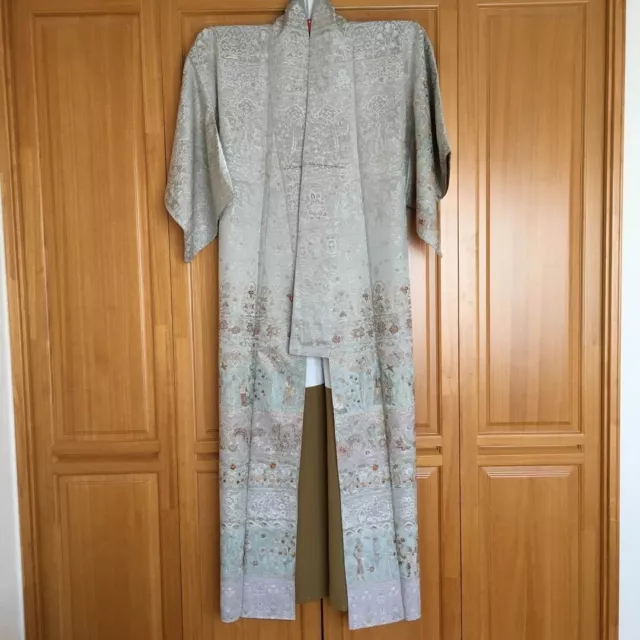 Kimono komon Arabic style Sagara embroidery pure silk unused From Japan JP