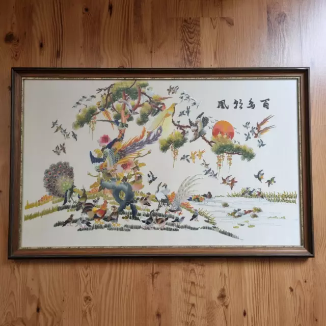 Wunderschöne alte chinesische Seidenstickerei - hangemacht - ca. 70 x 50 cm