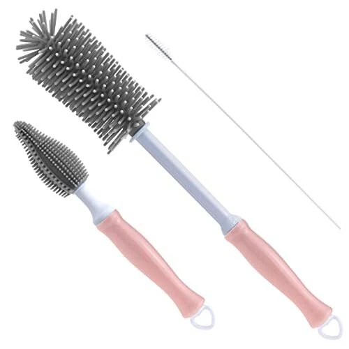 Silicone Bottle Cleaning Brush 12 Long Handle Water Bottles Cleane Pink