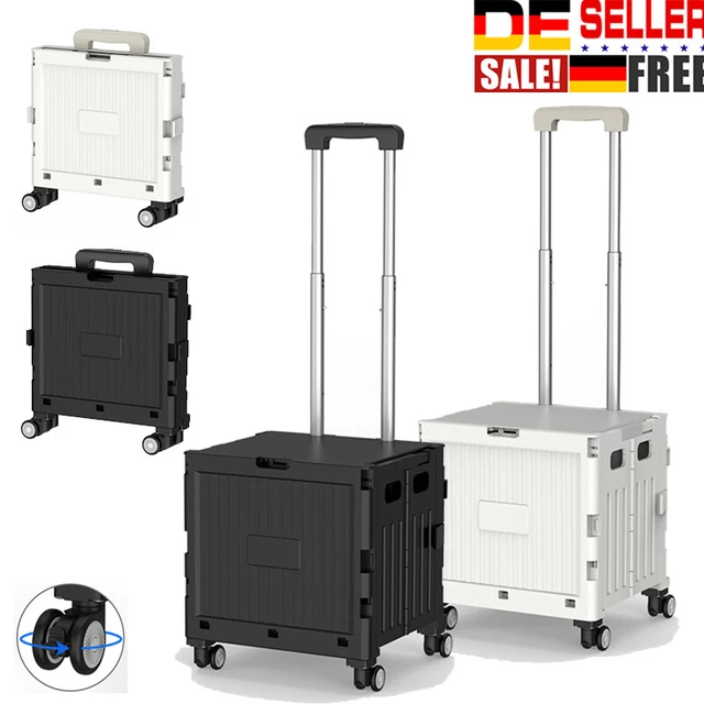 Produktbild von Faltbarer Einkaufstrolley 55 Kg – 360°-Rollen, TPE-Reifen, Alu-Griff, Deckel Als Tisch, Magnetisch – Für Reisen & Einkauf