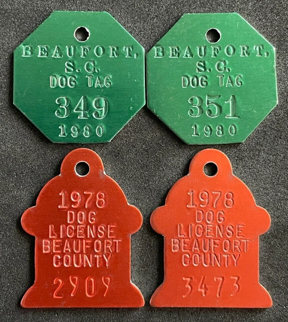 VINTAGE 1970'S/1980'S BEAUFORT, South Carolina Dog License Tax Tag Lot