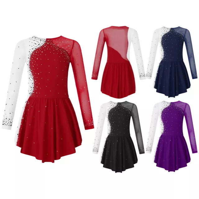 Kids Girls Ballet Dance Dress Gym Skating Leotard Tutu Skirt Dancewear Costume