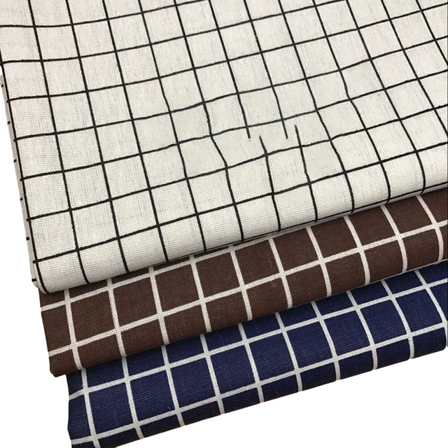 Vintage Gingham Leinen Stoff weich und langlebig 55 % Leinen 45 % Baumwollmischu