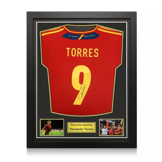 Spanien 2011-12 Trikot, signiert von Fernando Torres. Gerahmt