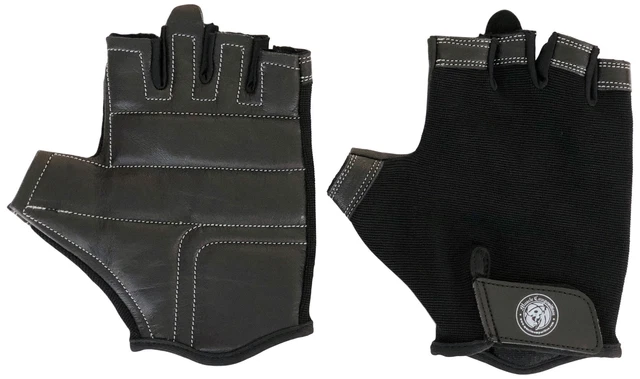 Gants de gym en cuir noir avec fermeture de poignet pour l'haltérophilie et l'entraînement au gymnase.
