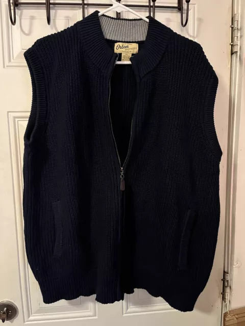 Orton Brothers Men's Sweater Vest Size 2XL Dark Blue Full Zip