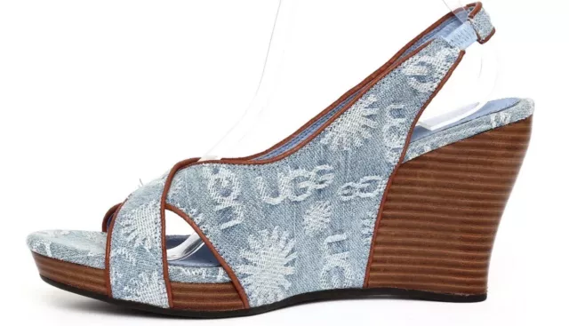 UGG Australia Hazel Denim Women’s 9 Blue Wedge Slingback Sandals 1000581