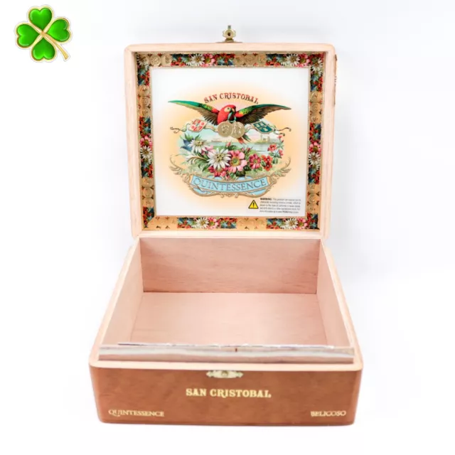 San Cristobal Belicoso Quintessence Empty Wood Cigar Box 7.75" x 7.5" x 3"