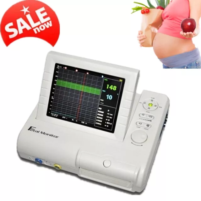 LCD Color Display Twins FHR Ultrasound TOCO Probe+ Printer Fetal Monitor 8.4" A+