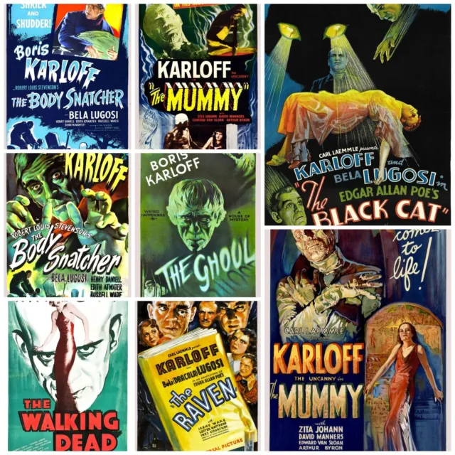 Vintage Boris Karloff Classic Retro Movie Film Posters - Horror - Monster A3 A4
