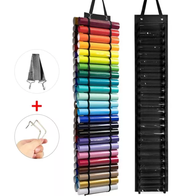 Hands DIY Vinyl Roll Holder Vinyl Storage Rack with 12/24 Compartments Wall  Mount with 2 Hook Craft Vinyl Roll Keeper for Craft Room Closet Studio 