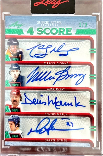 2020-21 Leaf Superlative 4 Score Auto Dionne-Bossy-Maruk-Sittler Emerald /3