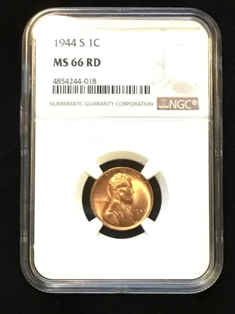 RARE 1944 S Lincoln Wheat Cent MS 66 RD NGC Bronze Penny 1c Uncirculated US Coin