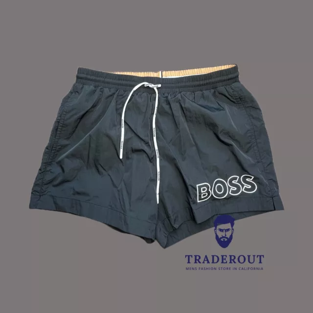 Hugo Boss Men Black quick-drying swim trunk shorts swimwear size M