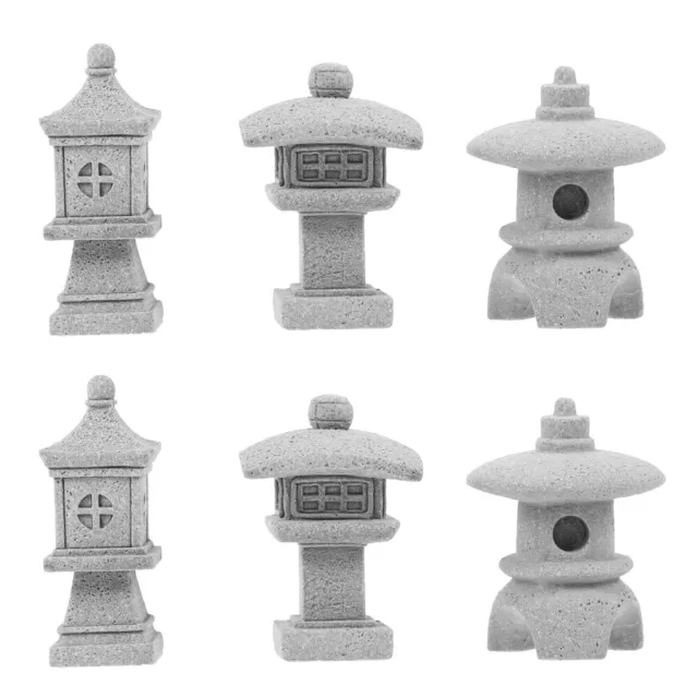 6 Pcs Ornamenti Di Lanterne in Pietra Arenaria Modello Mini Pagoda