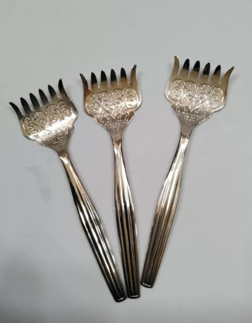 Vintage Sheffield England Sardine Forks Silver Plated Set Of 3