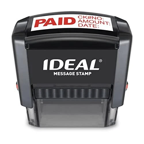 Self Inking Stamp – English Text Paid with Fill-in Fields Check No Amount Dat...