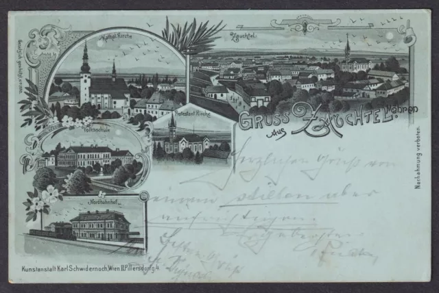 Zauchtel Suchdol nad Odrom AK Litho Mähren Moravia Czech Cechy postcard