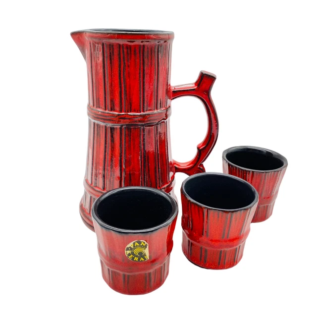 Keramik Krug 0,9 Liter Landhaus Stil - Messbecher Kanne Spülmaschinengeeignet