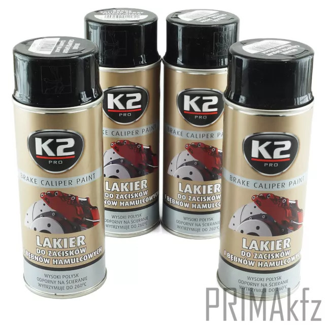 4x ORIGINAL K2 Bremssattellack Spray Brake Caliper Paint Schwarz 400ml