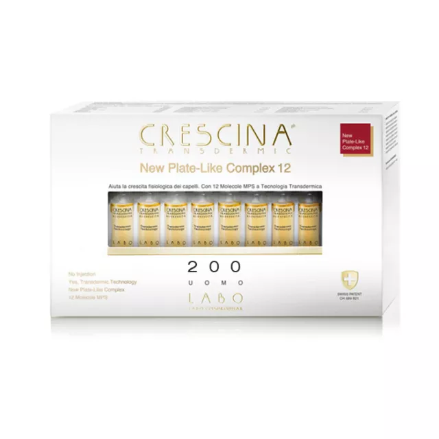 Labo Crescina New Plate-Like Complexe 12 Repousse Cheveux 200 Homme 40 Flacons