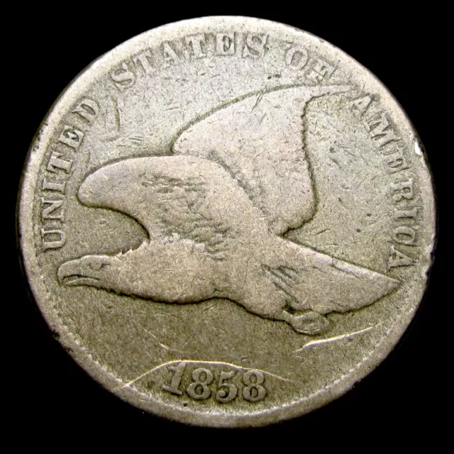 1858 Flying Eagle Cent Penny ---- Nice Detail Scratch Coin ---- #UU072