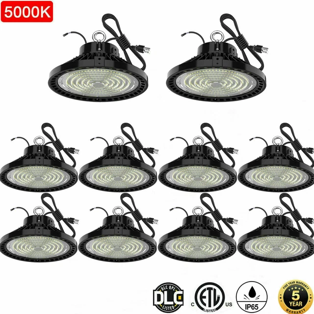 10Pack 150W UFO LED High Bay Light Work Shop Commercial Warehouse Lighting 5000K