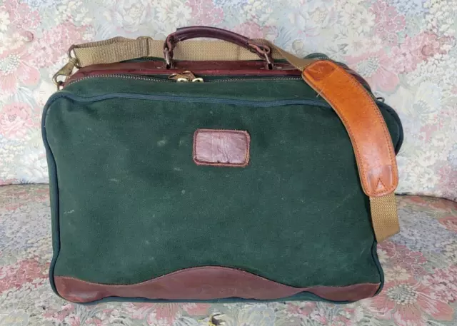 Vintage Orvis Soft Suitcase Canvas Leather Carry On Luggage Travel Bag 19x14x13