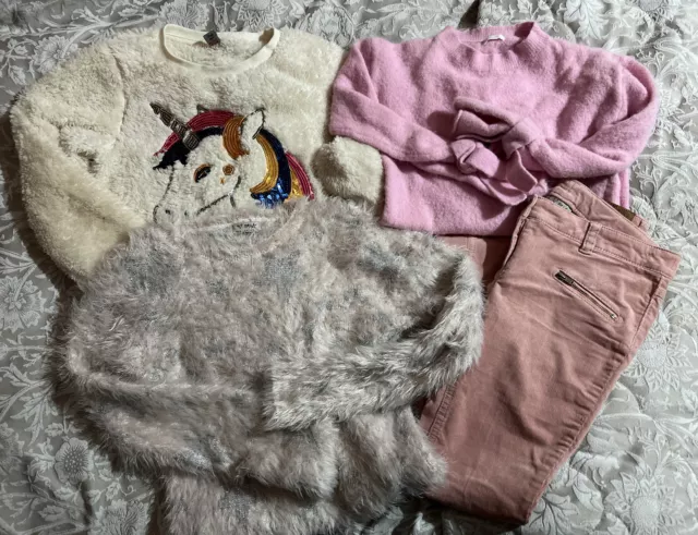 Girls Clothing Bundle Age 9-10 Years Sweater Jumpers Cord Trousers & Dress 9 10