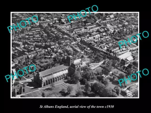 OLD LARGE HISTORIC PHOTO OF ST ALBANS ENGLAND AERIAL VIEW OF THE TOWN c1930 2