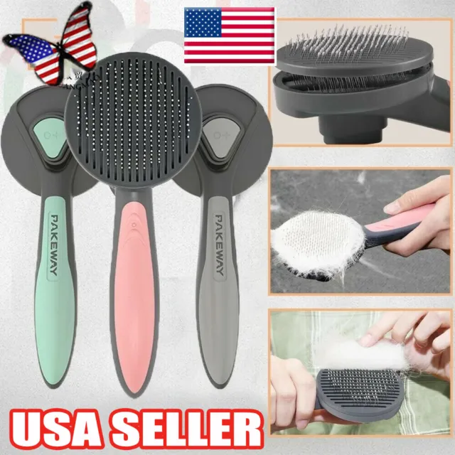 Self Cleaning Pet Dog Cat Slicker Brush Grooming For Medium And Long Hair PeQA