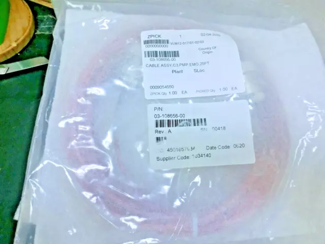 LAM Research Novellus 03-108656-00 Rev A Cable Assy,C3,PMP,EMO,25FT,New,US_7176