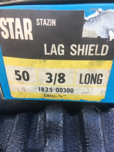Stazin Star IS25L 3/8 LAG 5/8 Hole Shield Anchor, box of 50