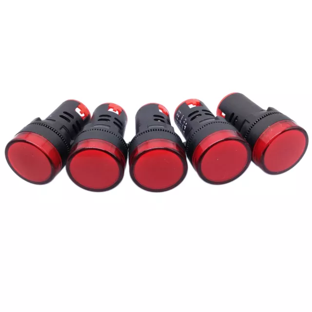 US Stock 5pcs Red LED Power Indicator Signal Light AC DC 110V 22mm AD16-22DS