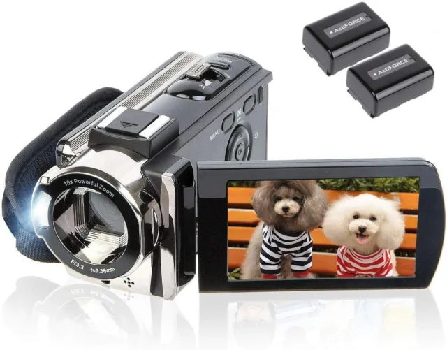 New Video Camera Camcorder 24MP 16x Digital 3" LCD Full HD 1080P Recorder 2 Batt